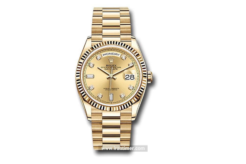 ساعت مچی مردانه رولکس مدل 128238 chdp Gold یک ساعت تقویم دار دارای طراحی جذاب